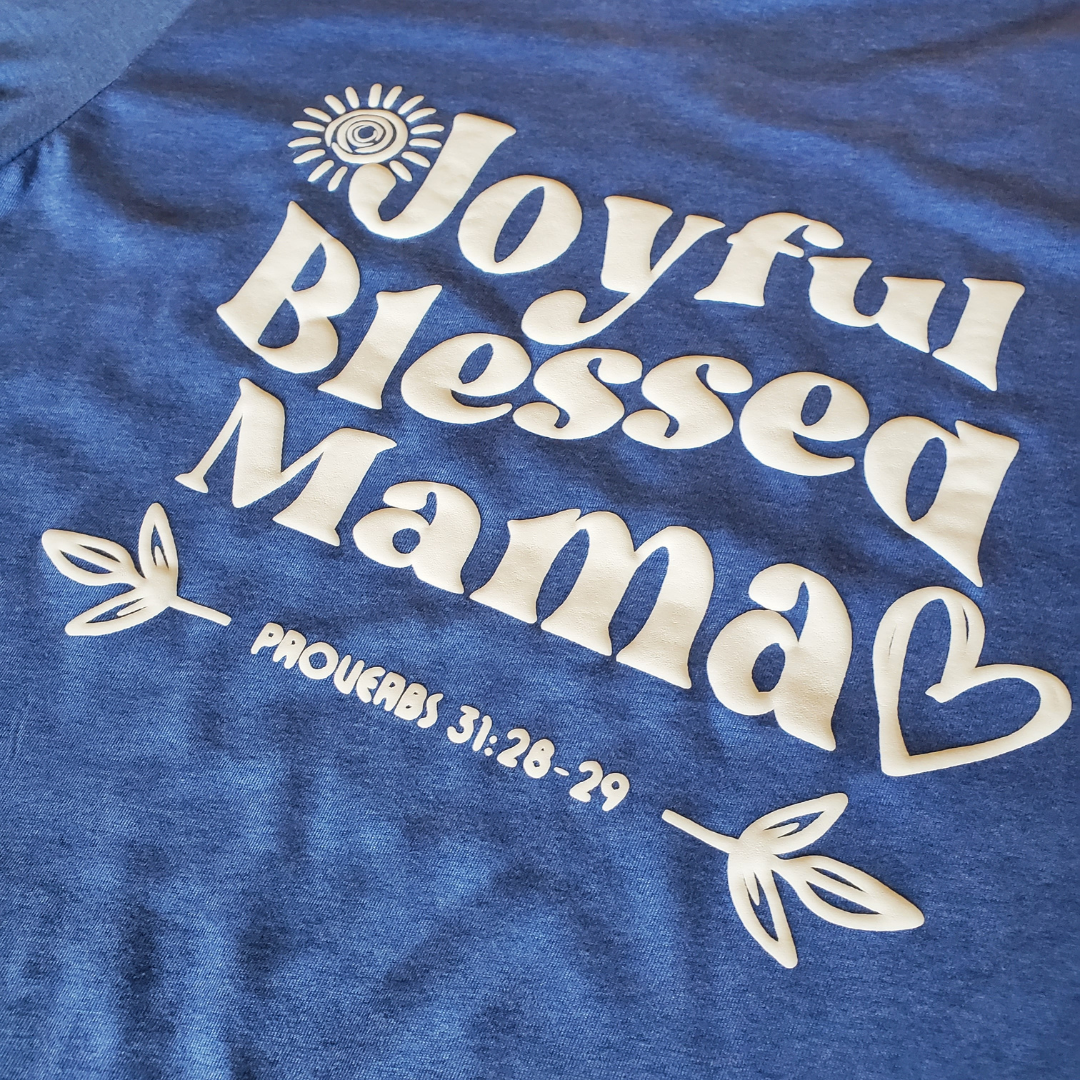 "Joyful Blessed Mama" Tee - Heather Royal