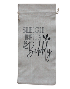 "SLEIGH BELLS & BUBBLY" Wine Bag